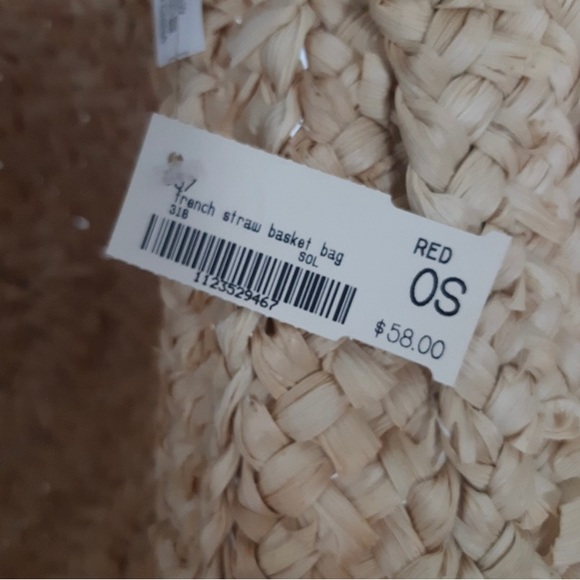 New, French Market Straw Shoulder Bag with Red Puffs 😍 - Picture 5 of 5